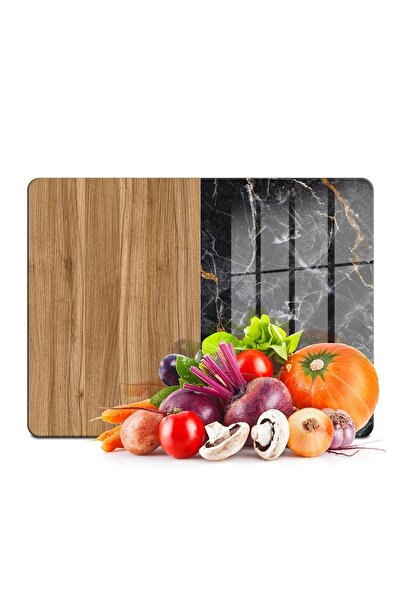 Decovetro Cam Kesme Tahtası Ahşap Mermer Desenli 30x40 cm