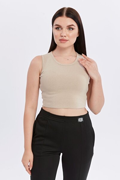 YHGTEKSTİL Women's Crop Top - Comfortable Camisole, Sleeveless, Crew Neck