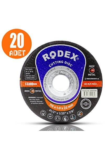 Rodex Spiral Taşlama Inox Metal Kesici Taş Diski 115x1 Mm (20 Adet)