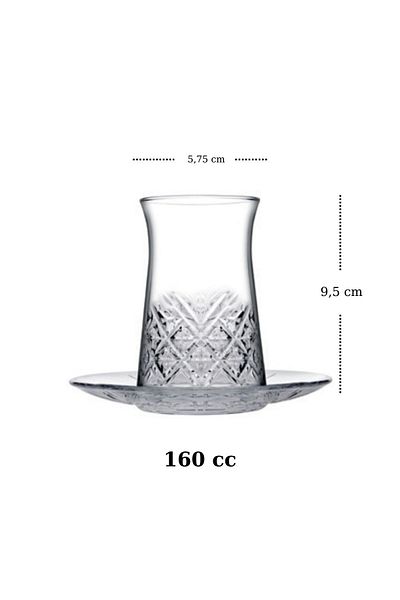Paşabahçe Timeless Saddlebag Model 24 Piece Set (TEA CUP, TEA PLATE, COOKIES, FOOT WATER/LIQUOR GLASS)