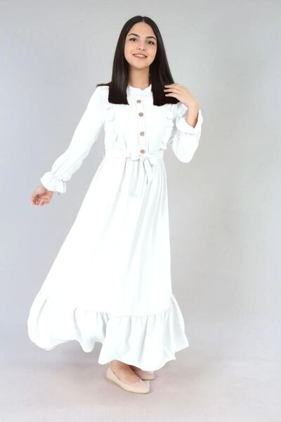 Wild Flower Linen Aerobin Dress - Girl, Hijab, Long Length, Suitable