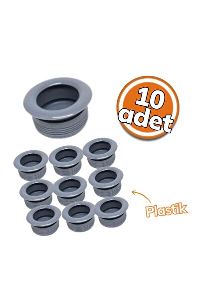 Ayder Plastik Yuvarlak Kulp Gri 10'li Set