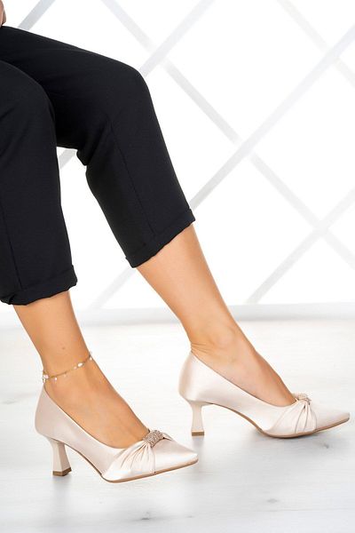 Erkan Saçmacı Wendy Ten Satin Stone Designed Pantofi