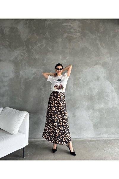 Fiori Luxury Quality Maxi Length Long Satin Skirt with Elastic Waist