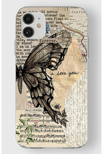 moonset Iphone 11 Uyumlu Kelebek Tasarımlı Baskılı Şeffaf Telefon Kılıfı