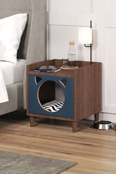 Bicabin Kedi Evi Dekoratif Kedi Komodin -kedi Oyun Yuvası- Kedi Yatağı -ahşap Ayaklı-decorative Cat House