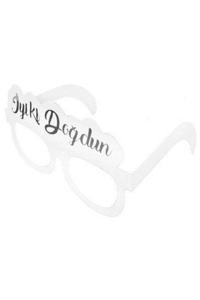 BenimMarifetlerim Happy Birthday Silver Leaf Mask Glasses 8 Pieces