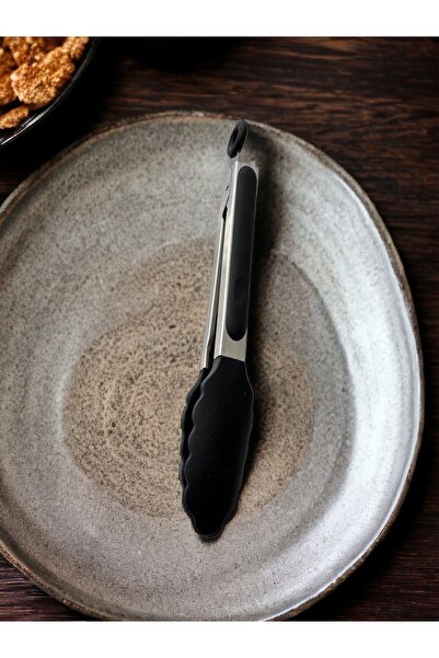 CHANCE GİFT Masterchef High Temperature Resistant Silicone Kitchen Tongs - Stainless Steel with Lock System