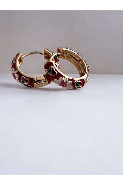 NAİFTAKIAKSESUAR Women's Enamel Ring Red Steel Necklace