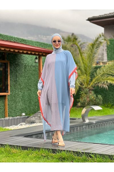 ButikKardelen Camellia Hijab Swimsuit - 5 Pieces Patterned, Model 10361