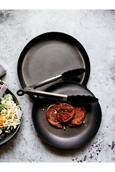 CHANCE GİFT Masterchef High Temperature Resistant Silicone Kitchen Tongs - Stainless Steel with Lock System