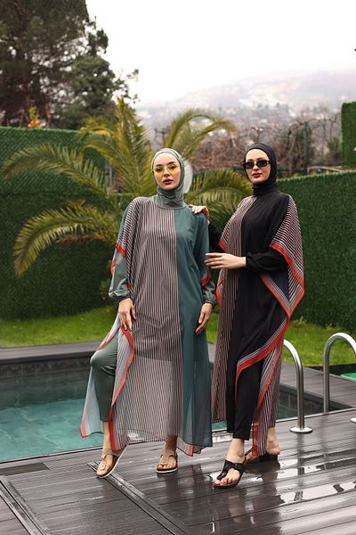 ButikKardelen Camellia Hijab Swimsuit - 5 Pieces Patterned, Model 10361
