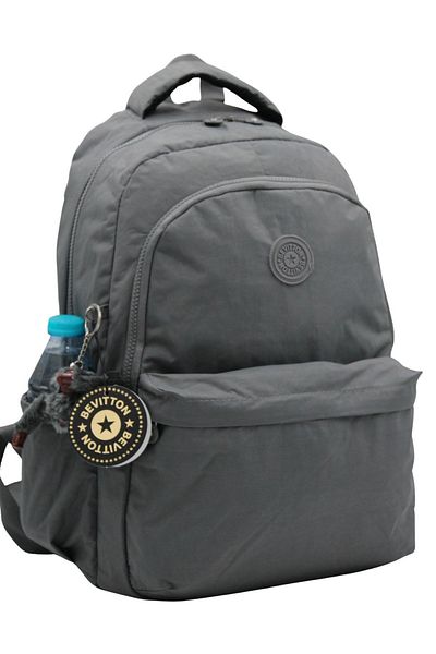 Bevitton Unisex Crinkle Fabric Daily School Backpack - 2200 Gray