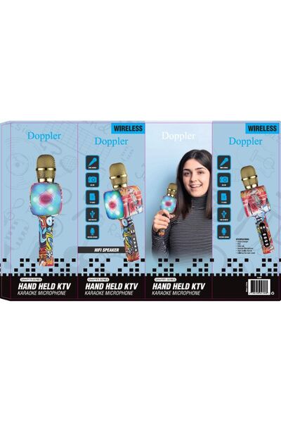 Doppler Graffiti Karaoke Mikrofonu Ses Değiştirme Özellikli Işıklı Yeni Kayıt Özellikli
