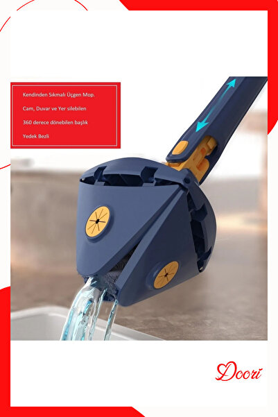 Doori Kendinden sıkmalı üçgen mop cam duvar yer silebilen yedek mikrofiber be...