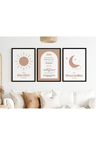 Efsa Sanat Tasarım Çerçeveli Çocuk Odası Dualı Tablo Seti - Bebek Odası Tablo...