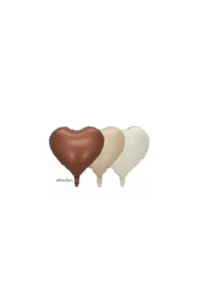 Onay Store Retro Bej, Krem Ve Karamel Kalp Balon Folyo 3 Adet - Kalp Balon - Kalpli Balon