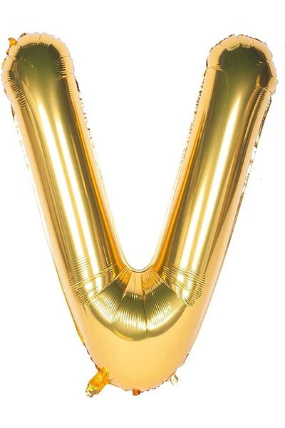 Onay Store Foil Balloon Letter V Helium Balloon 100 Cm Gold Color - Letter V Balloon - Letter Foil Balloon - Letter V Balloon