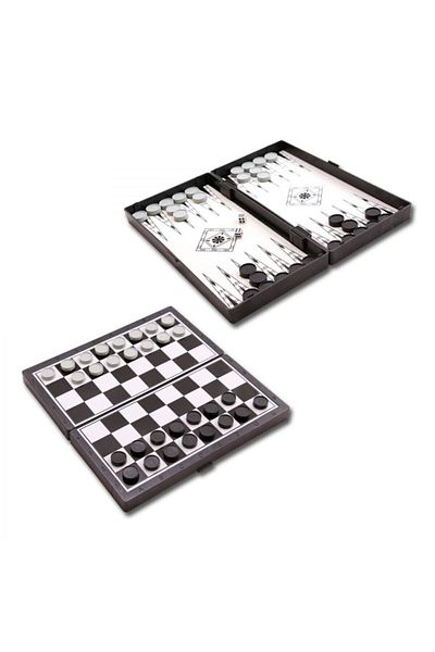 Onay Store Magnetic Chess - Backgammon - Checkers - 3-Piece Game Set