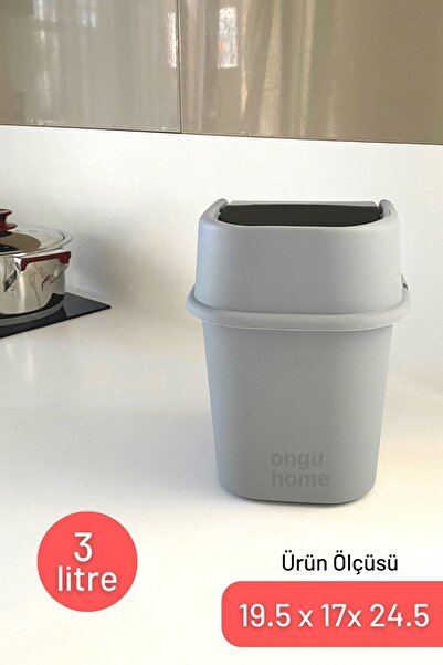 ongu home Hassas Kapaklı Çöp Kovası Tezgah Üstü Kovası Mutfak Banyo Ofis ( 3lt )