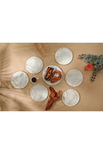GÜRCÜGLASS Marble Pattern Serving Plate - Glass