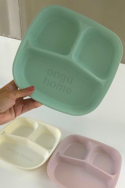 ongu home 6 Adet Kahvaltı Tabağı Üç Bölmeli Tabak Mama Tabağı Tabldot