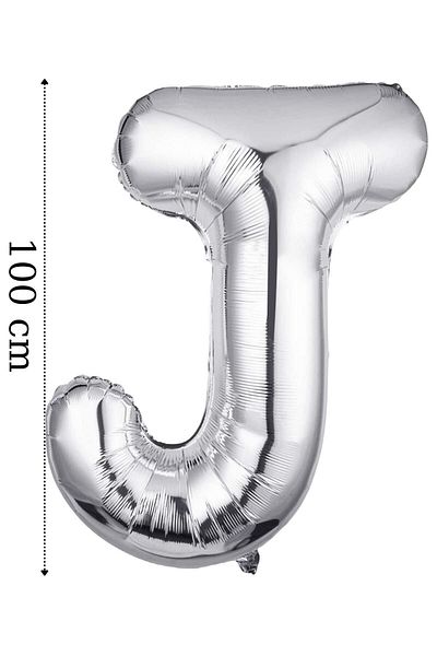 Onay Store Foil Balloon Letter J Helium Balloon 100 cm Silver Color - Letter J Balloon - Letter Foil Balloon - Letter J Balloon