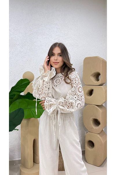 AÈC PRIVÈ New Season Linen Blouse and Trousers Double Set - Special Design
