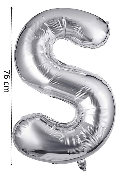 Onay Store Foil Balloon Letter S Helium Balloon 76 Cm Silver Color - Letter S Balloon - Letter Foil Balloon - Letter S Balloon