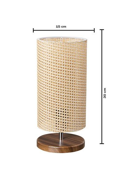 EFLIGHTDESIGN Modern Stylish Cream Wicker Wooden Lampshade Bedroom and Living Room Table Lamp