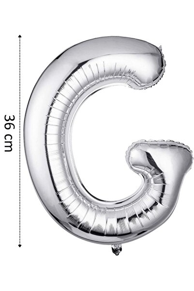 Onay Store Folyo Balon G Harfi Helyum Balon 36 Cm Gümüş Renk - G Harf Balon -...