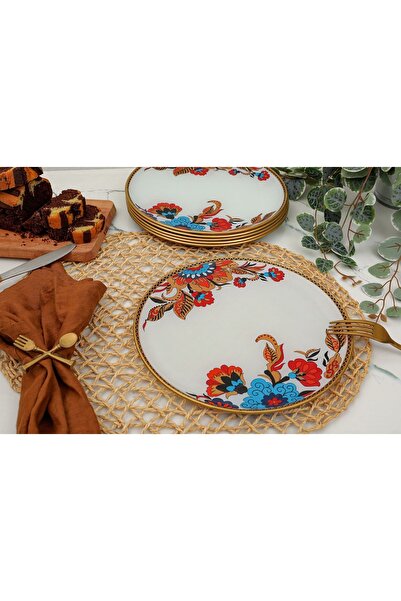 GÜRCÜGLASS White Flower Serving Plate