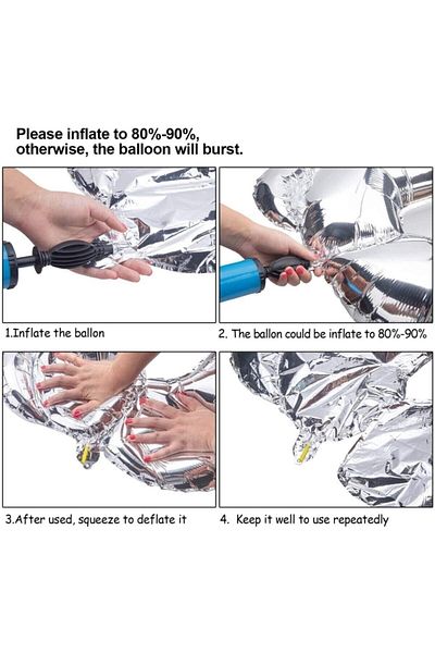 Onay Store Foil Balloon 5 Numbers Helium Balloon 100 Cm Silver Color - 5 Year Old Balloon - 5 Year Old Balloon -5 Numbers Balloon