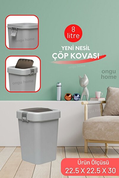 ongu home Çöp Kovası Çöp Yutan Çöp Kutusu Gri ( 8 Litre )