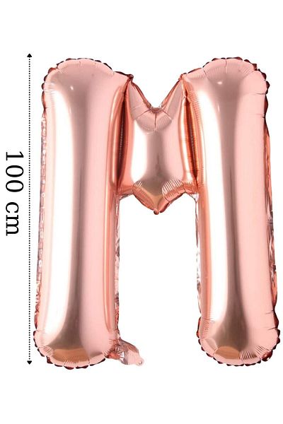 Onay Store Foil Balloon Letter M Helium Balloon 100 Cm Rose Color - Letter M Balloon - Letter M Balloon