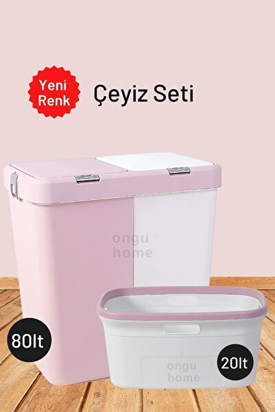 ongu home Ikili Kirli Çamaşır Sepeti Ve Çamaşır Selesi Ikili Set Çeyiz Seti (...