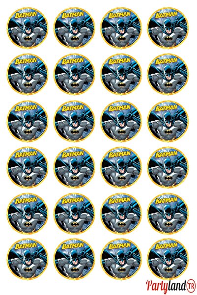 PartylandTR Batman 5 cm. Yapışkanlı Yuvarlak Etiket - Sticker 24 Adet