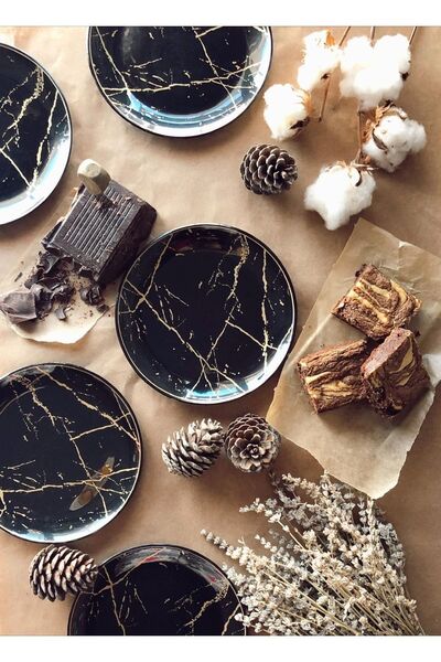 GÜRCÜGLASS Marble Pattern Serving Plate