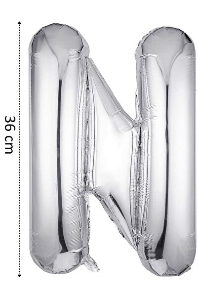 Onay Store Folyo Balon N Harfi Helyum Balon 36 Cm Gümüş Renk - N Harf Balon -...