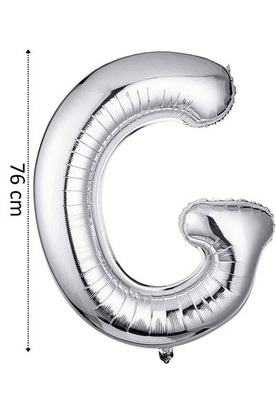 Onay Store Foil Balloon Letter G Helium Balloon 76 Cm Silver Color - Letter G Balloon - Letter G Balloon