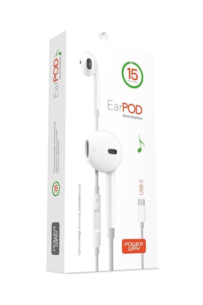 POWERWAY Earpod Type-c Kulaklık Usb-c Tüm Cihazlar Ile Uyumlu