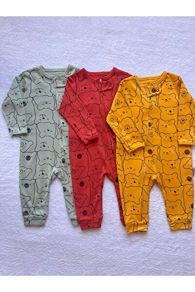 MBK GARDEN Colorful Printed Zippered Unisex Baby 3-Piece Jumpsuit 9-12-18 Months
