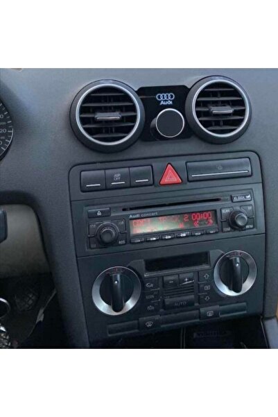 A3 Audi Uyumlu 8p Kasa(2004-2012) Alüminyum Plaka Siyah Halka Logolu Mıknatıslı Telefon Tutucu