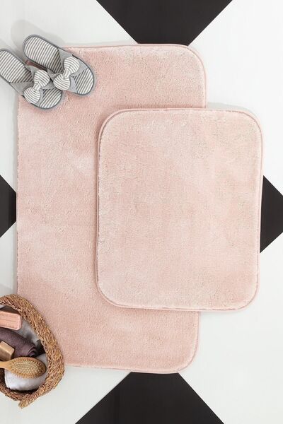 Sarar Σετ Βαμβακερό 2 τεμαχίων που πλένεται - Ροζ Χαλί Μπάνιου 80x120 50x80