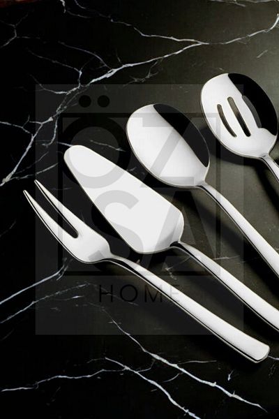 ÖzSa Home Stainless Steel 5-Piece Sauce Serving Set - Ladle, Colander, Spoon, Spatula and Fork