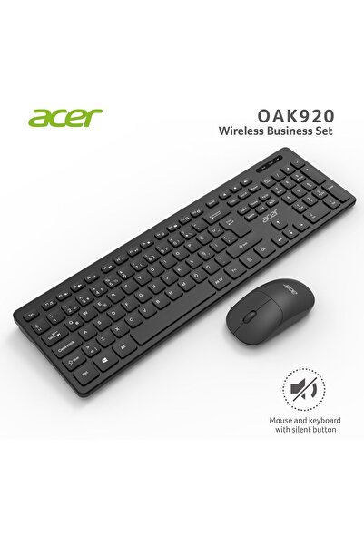 ACER OAK920 SESSİZ TUŞLU Q TÜRKÇE KABLOSUZ KLAVYE & MOUSE SET SMART TV UYUMLU SLIM