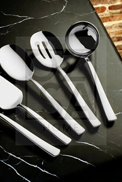 ÖzSa Home Stainless Steel 5-Piece Sauce Serving Set - Ladle, Colander, Spoon, Spatula and Fork