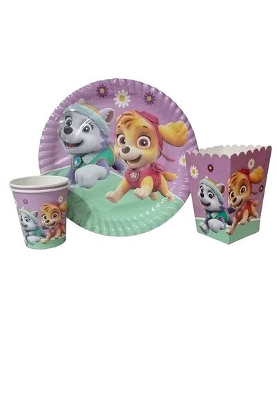 PartAntalya Paw Pink Birthday Concept Paw Patrol Lady Farfurie - Cană - Cutie de porumb 8 Li.