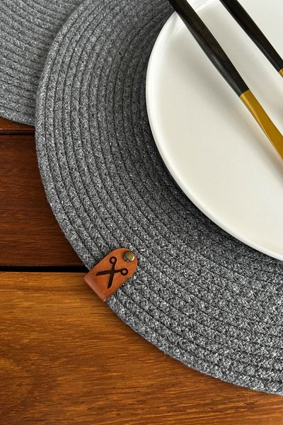 Homever Ordinal Gray Living Room Wicker Runner - 100% Cotton, Washable, Coffee Table Kitchen Table Cloth