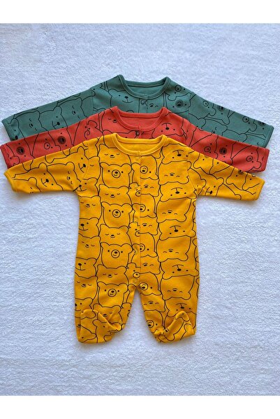 MBK GARDEN ثوب فضفاض للأطفال مكون من 3 قطع مطبوع ملون للجنسين - 0-3/3-6/6-9 أشهر